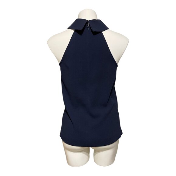 Trina Turk XS Indigo Navy Ikepono Sleeveless Mock Neck Racerback Top - Picture 5 of 7